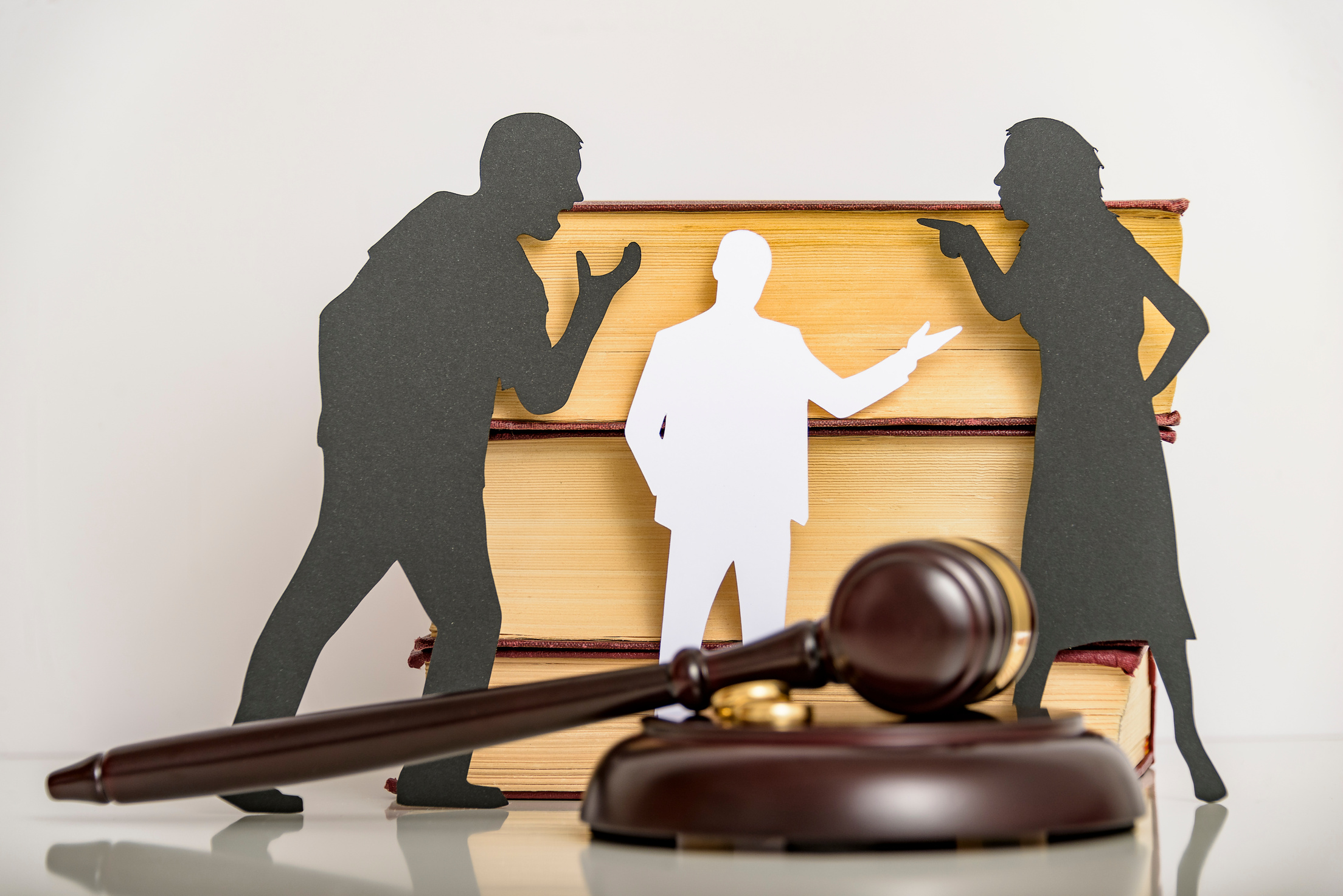 Silhouette Symbol. Child Custody.  Law Proceedings. Divorce Mediation, Legal Separation.